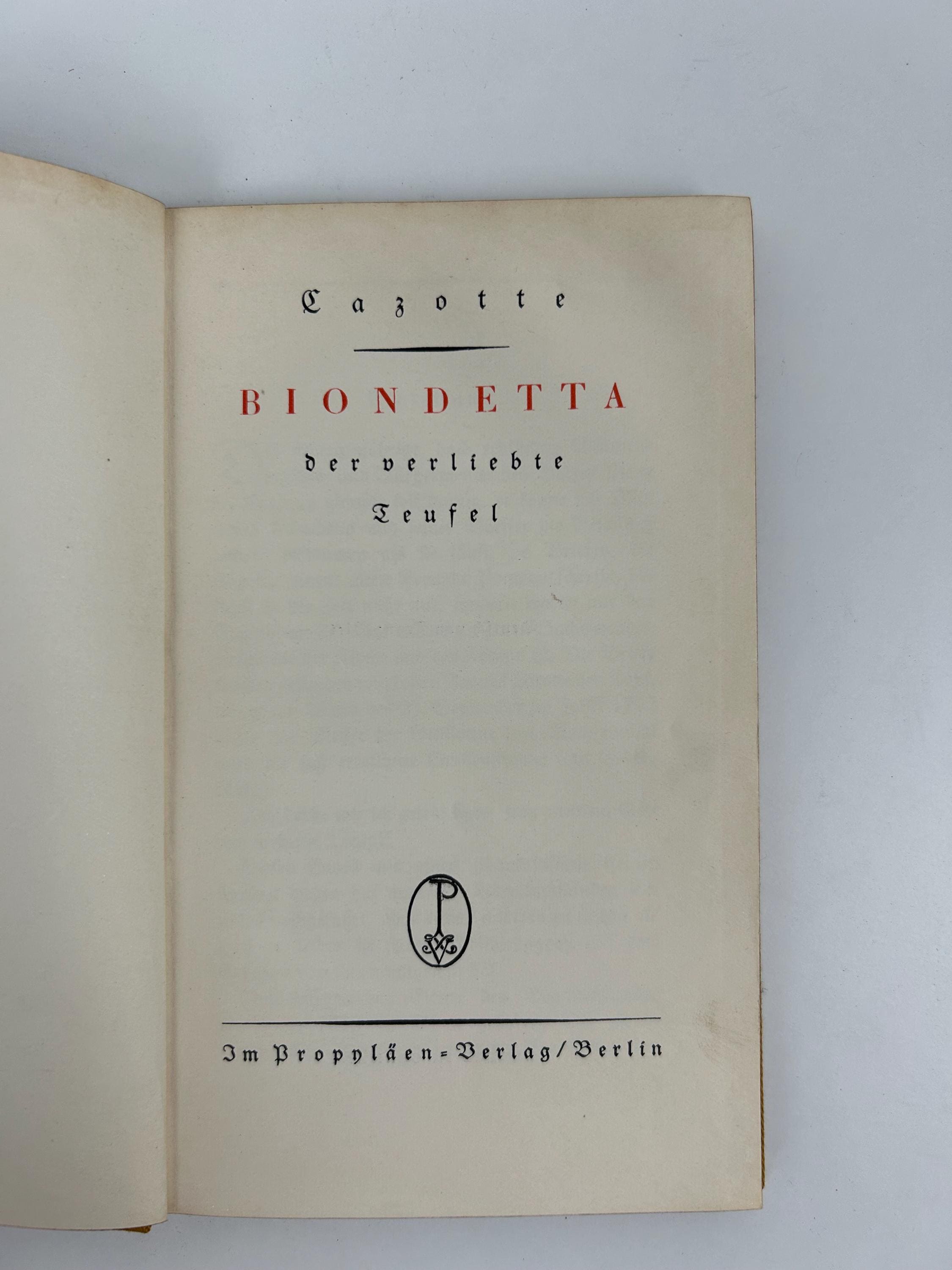 Buch vintage Biondetta der verliebte Teufel Cazotte vintage Buch antik