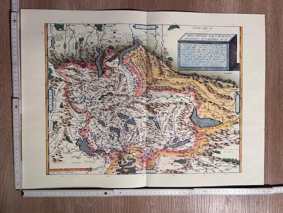 Landkarte Schweiz Blaeuw Antik