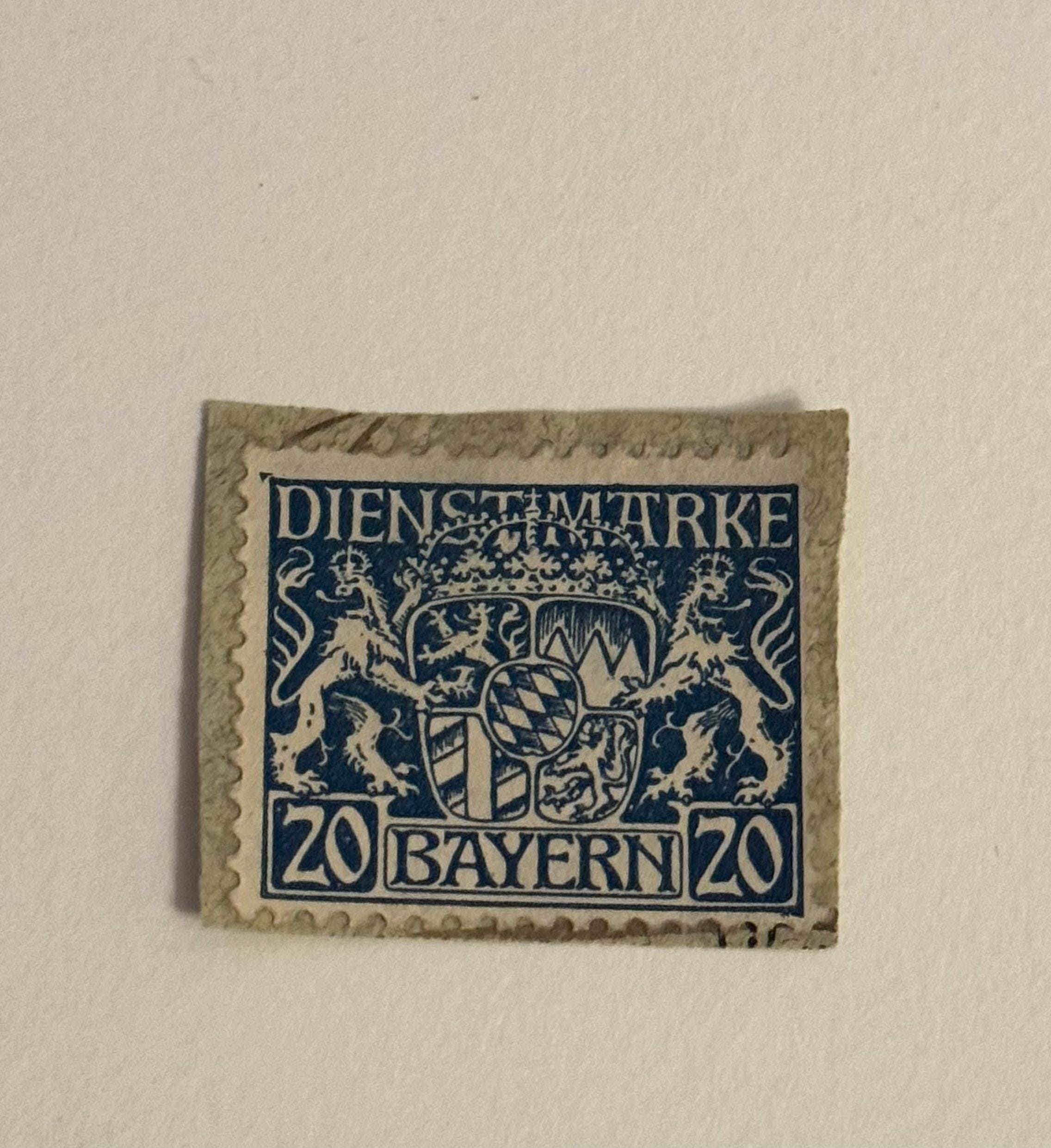 Bayern vintage Briefmarke 20 Pfennig – Blau – Altdeutschland Stamp Freimarke Briefmarkensammlung Philatelie Altdeutschland Bayern