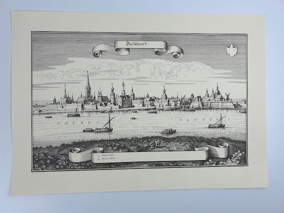 Stadtplan Düsseldorf Antik 43x30cm