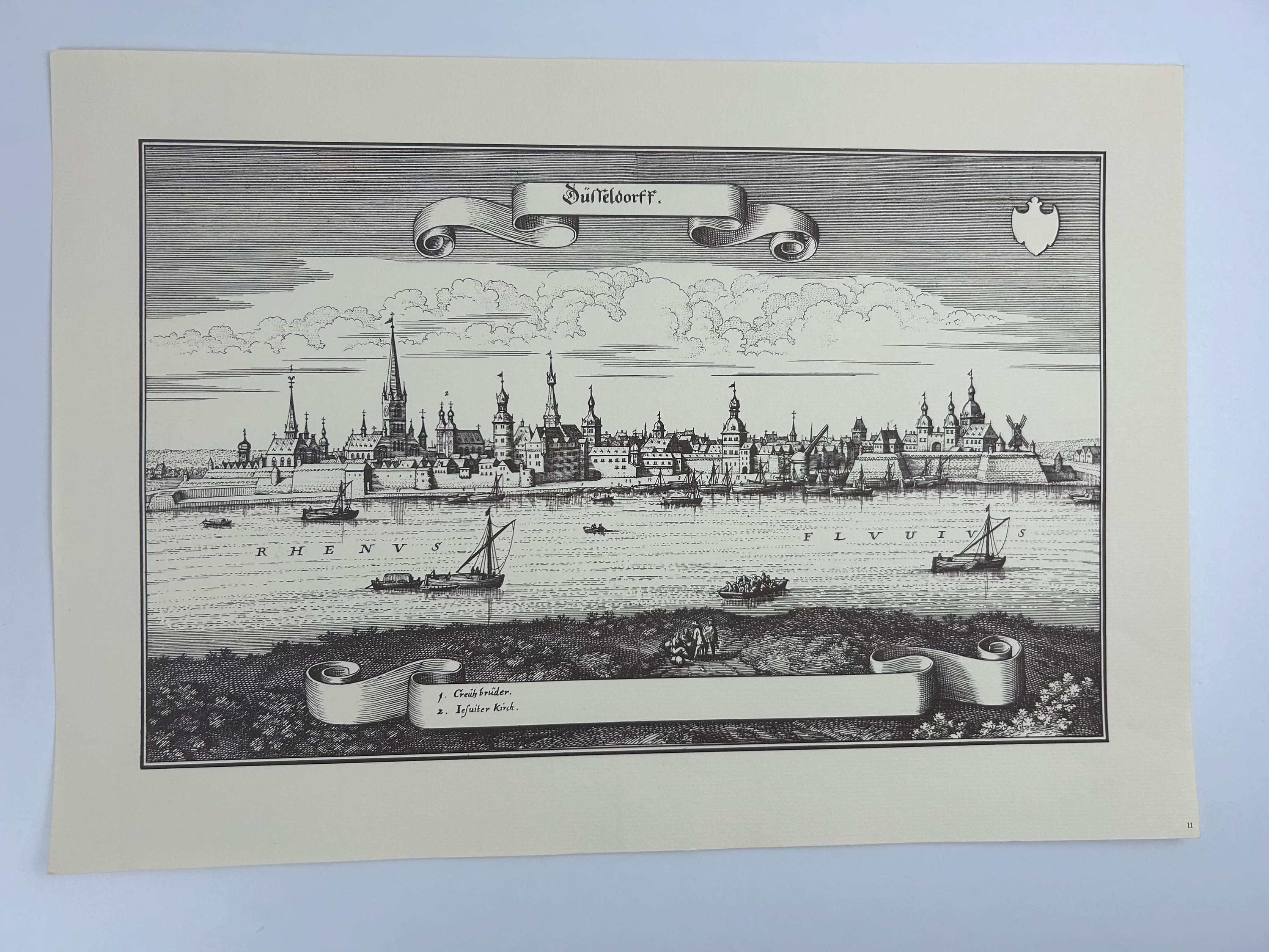 Düsseldorf Stadtplan vintage | Antike Landkarte Wanddeko Historisches Bild Wohnzimmer Dekoration Landkarte alt