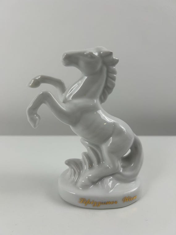 Weißes Porzellan Pferd Figur Vintage