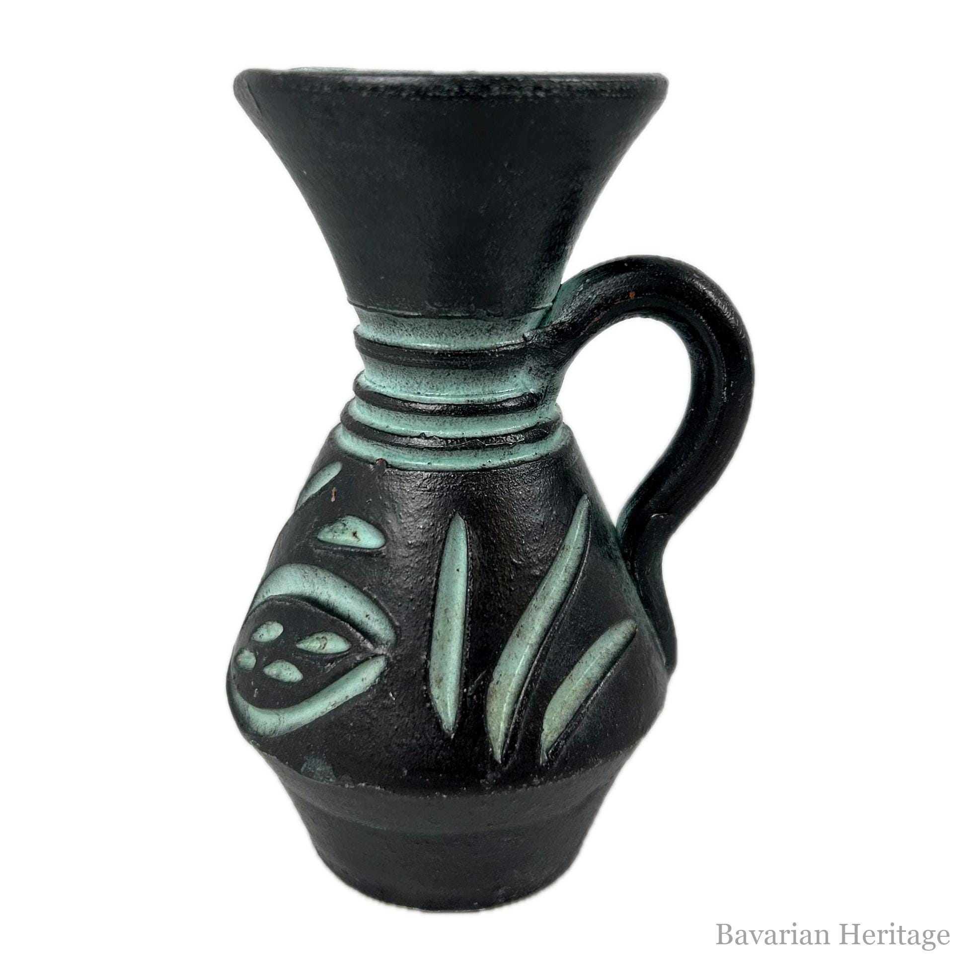 Vase Céramique Gris Turquoise Vintage