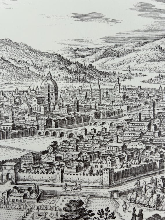 Stadtplan Florenz Blaeuw Antik 43x30cm