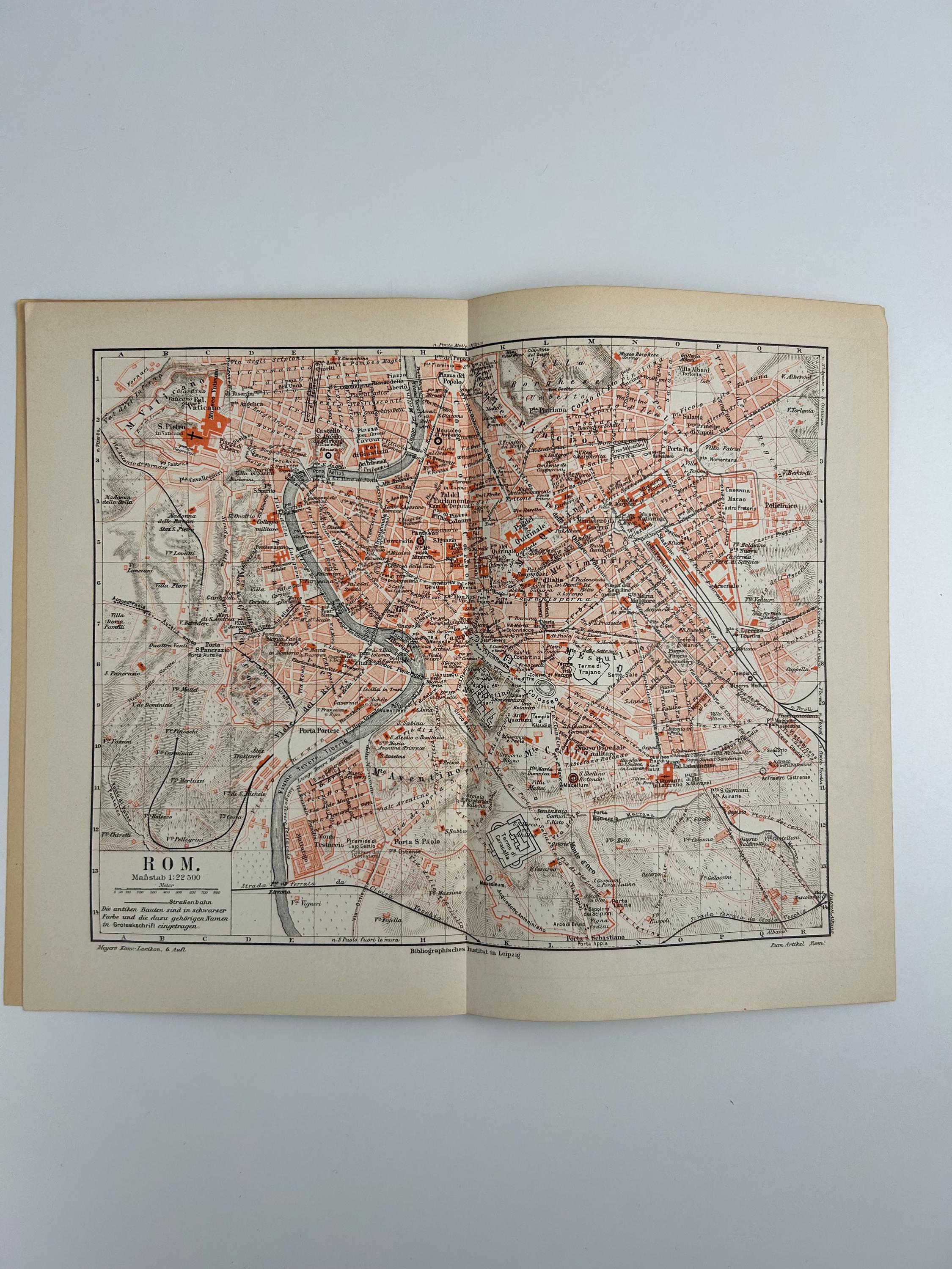 Rom Stadtplan vintage | Antike Landkarte Wanddeko Historisches Bild Wohnzimmer Dekoration Landkarte alt