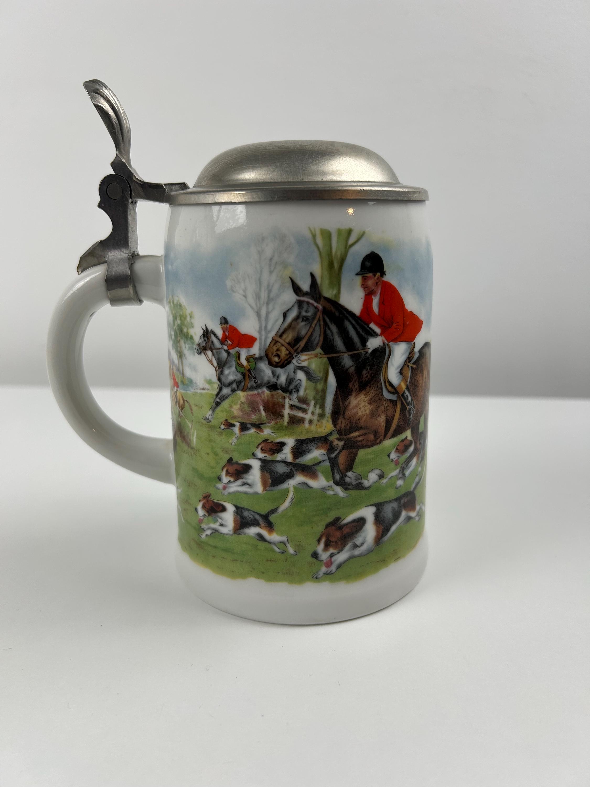 Bierkrug Jagd Bierseidel vintage Bierbembel thrift Bierkrügel retro Bierglas Tradition Bayern Sammlung Sammlerobjekt Biersammler