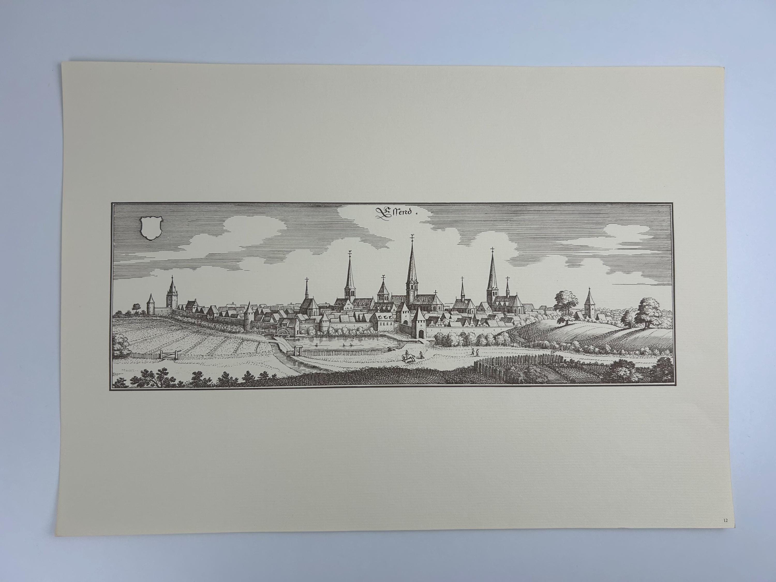 Essen Stadtplan vintage | Antike Landkarte Wanddeko Historisches Bild Wohnzimmer Dekoration Landkarte alt