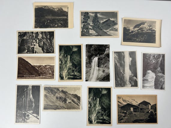 Vintage Postkartensammlung Berge Wasserfall Tal