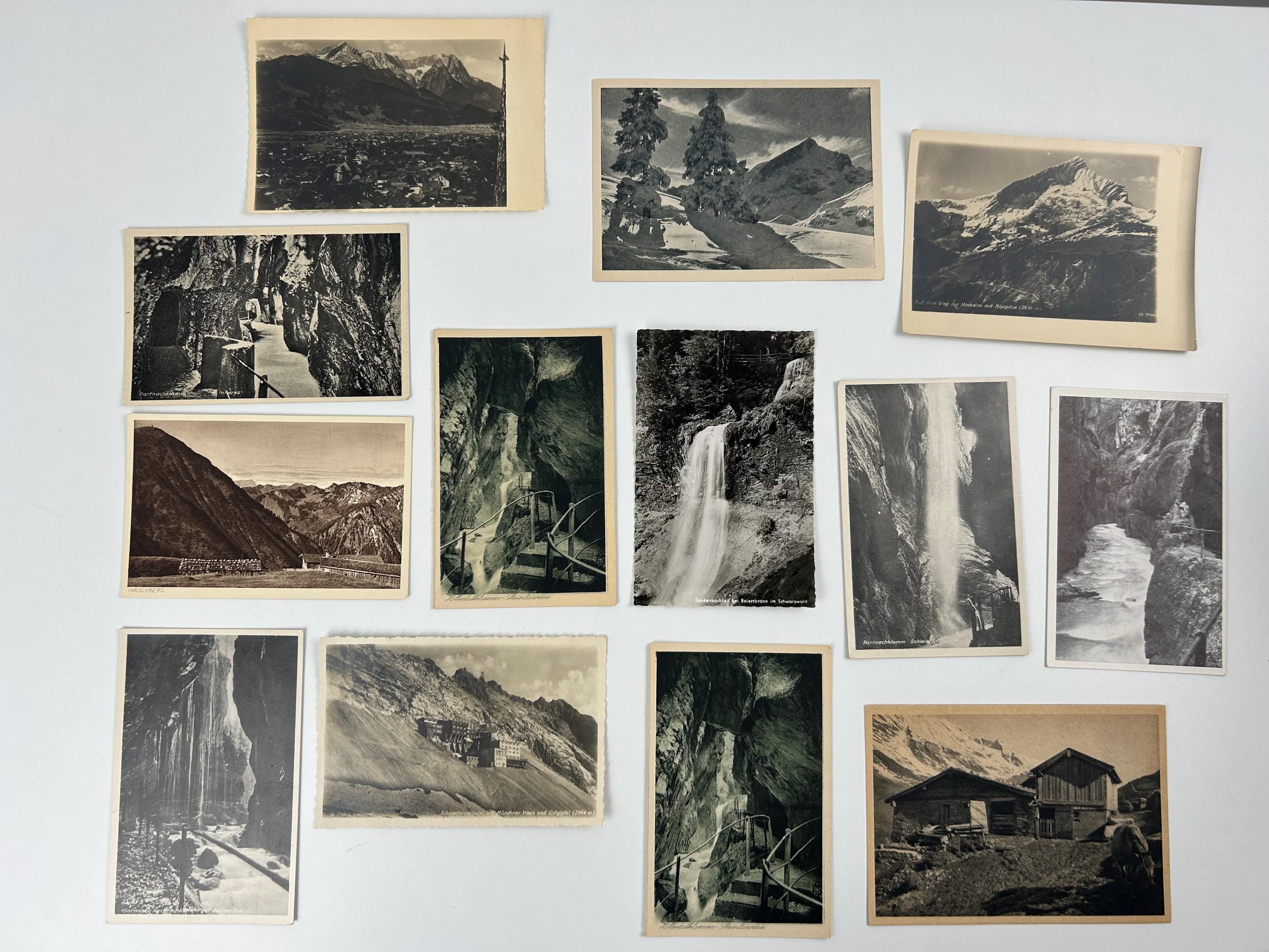 Vintage Postkartensammlung "Berge/Wasserfall/Tal" Postkartenset thrift Fotos alt Photographien Konvolut