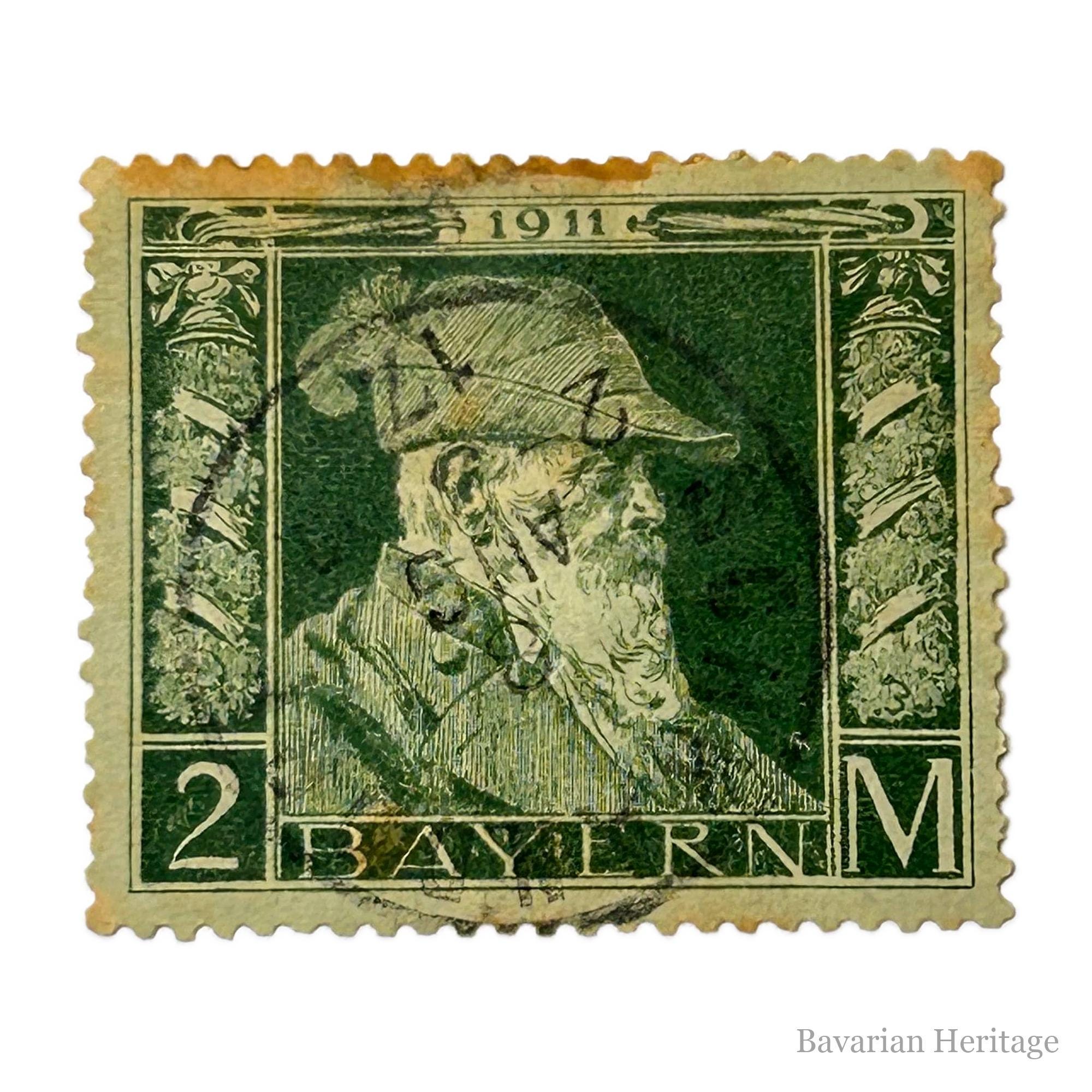 Francobollo Re Ludovico III Baviera 1911 Verde 2M