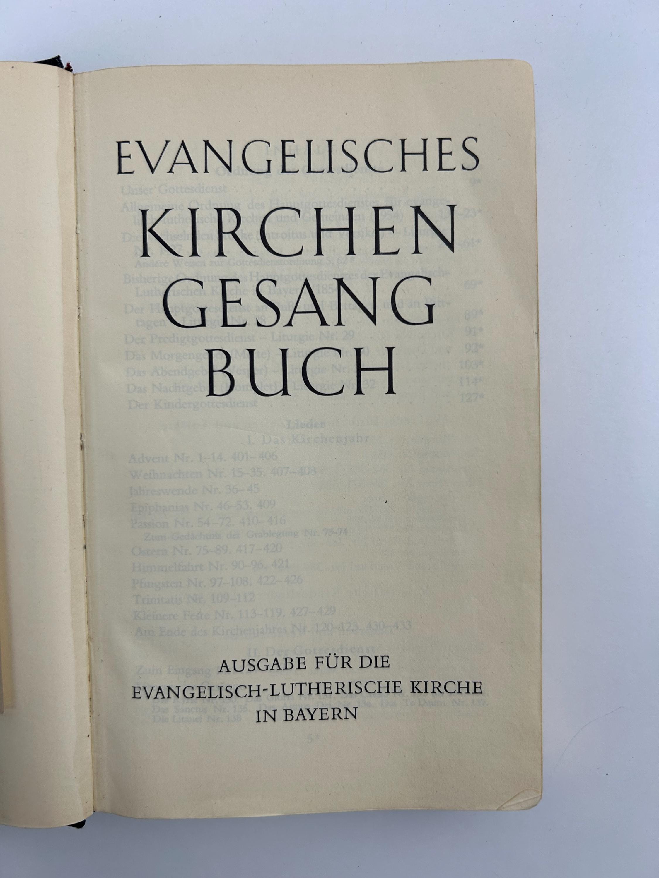 Evangelisches vintage Kirchengesangbuch, Ausgabe für die Evangelisch-Lutherische Kirche in Bayern von 1957