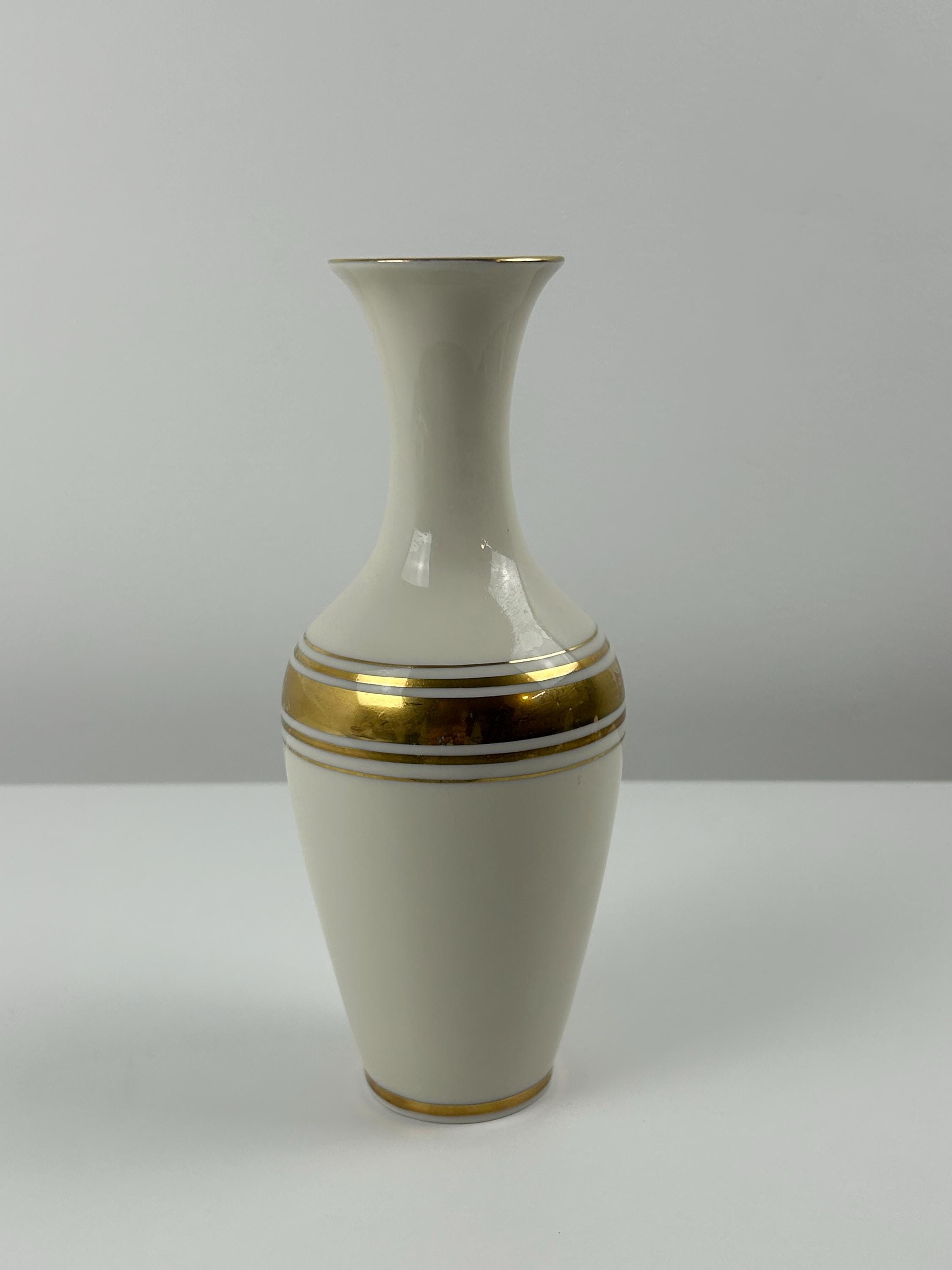 Vase goldrand Seltmann Qualitätsporzellan Keramik gold weiß Einrichtung chateaucore Dekoration Art Déco Hauseinrichtung Blumenvase goldweiß
