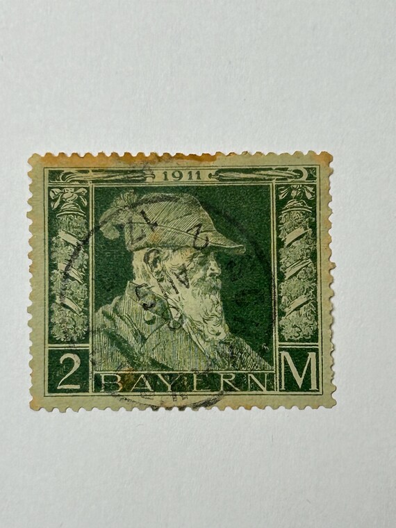 Briefmarke König Ludwig III Bayern 1911 Grün 2M