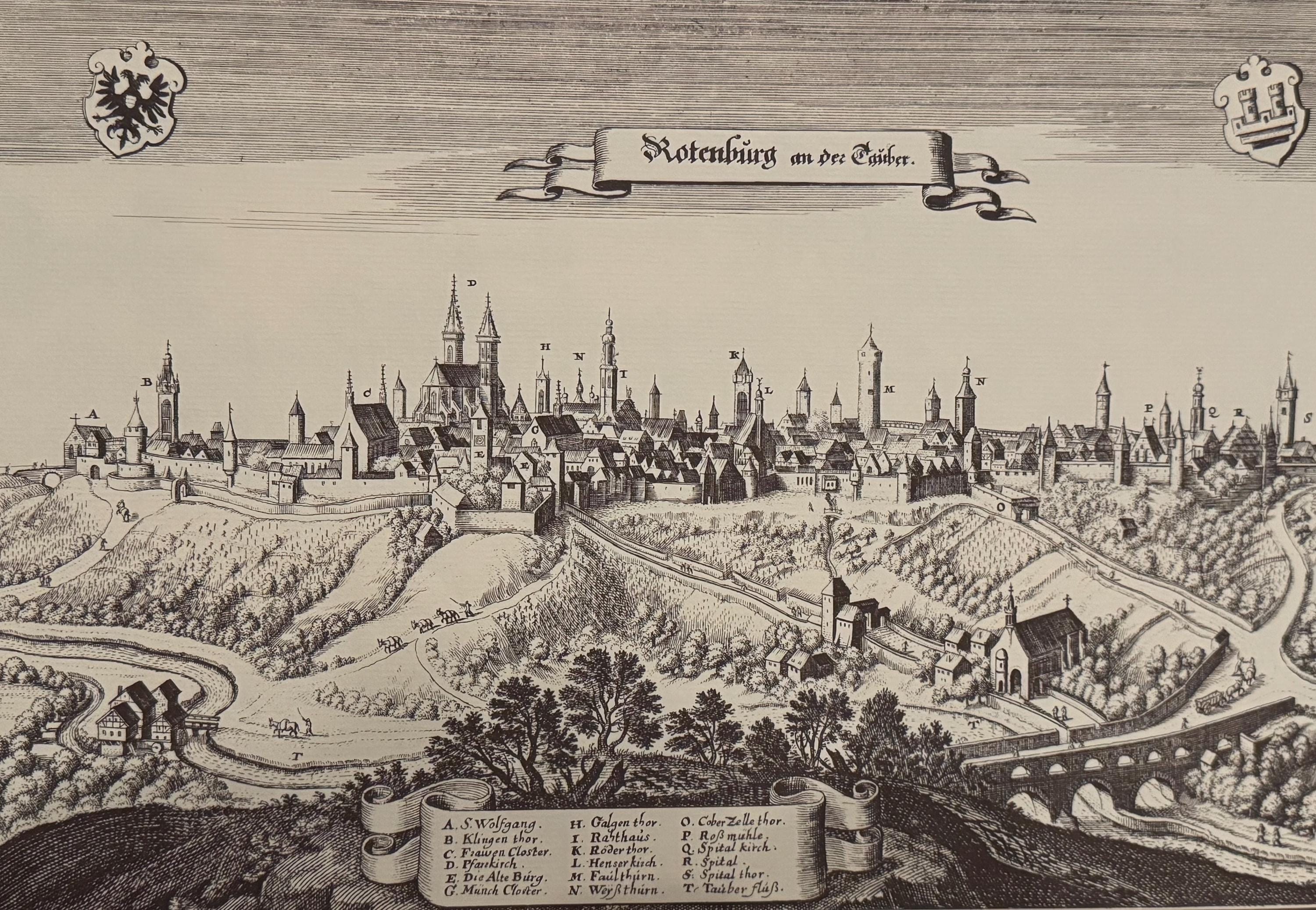 Stadtplan Rothenburg an der Tauber vintage Kunstdruck | Antike Landkarte Wanddeko Historisches Bild Wohnzimmer Dekoration Landkarte alt