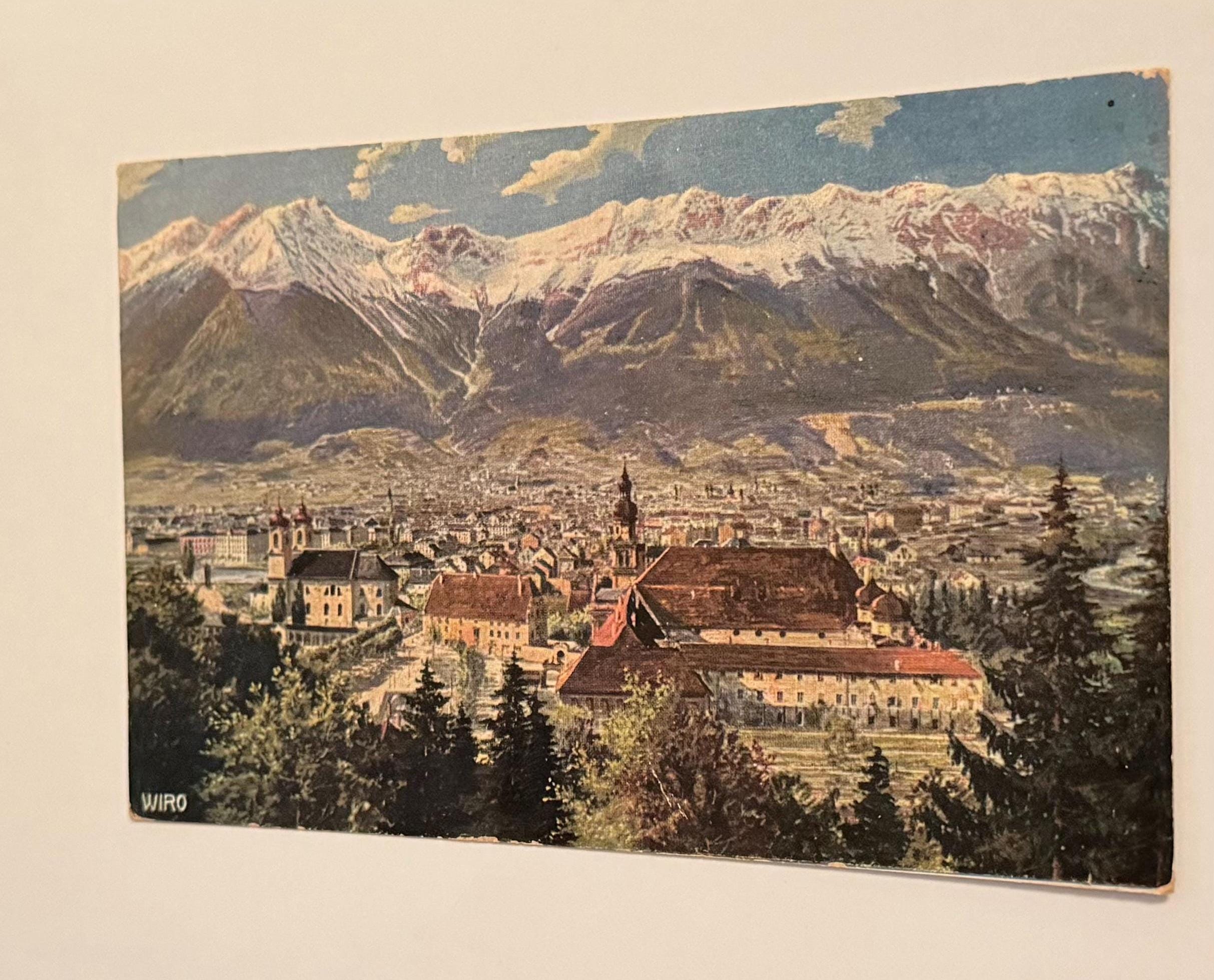 Postkarte Alpendorf WIRO vintage Postkarte Künstlerkarte alt Ansichtskarte Sammler Karten Sammlung retro Postkartensammlung thrift