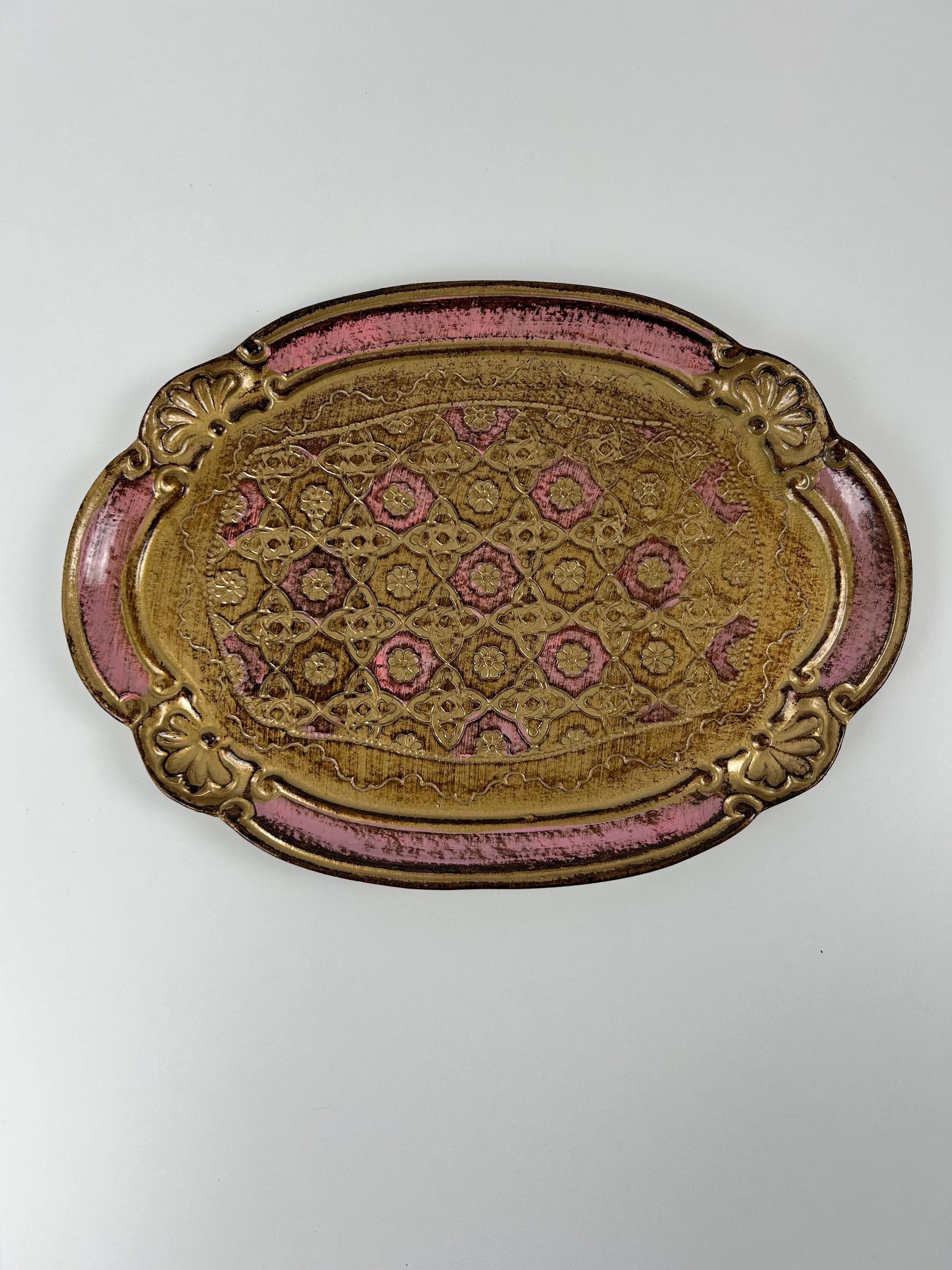 Florentiner Tablett rosagold Tablett vintage Serviertablett alt Servierplatte thrift Dekoration italienische Einrichtung chateaucore