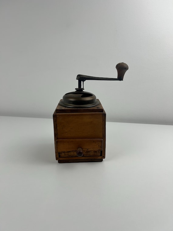 Große Alte Kaffeemühle Braun 20cm Vintage