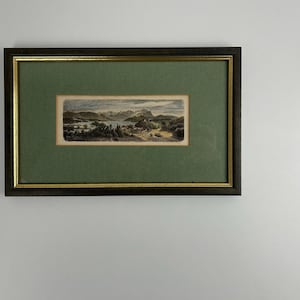Pintura antiga do Lago Starnberg, quadro antigo, decoração de parede, decoração retrô, arte de parede de brechó
