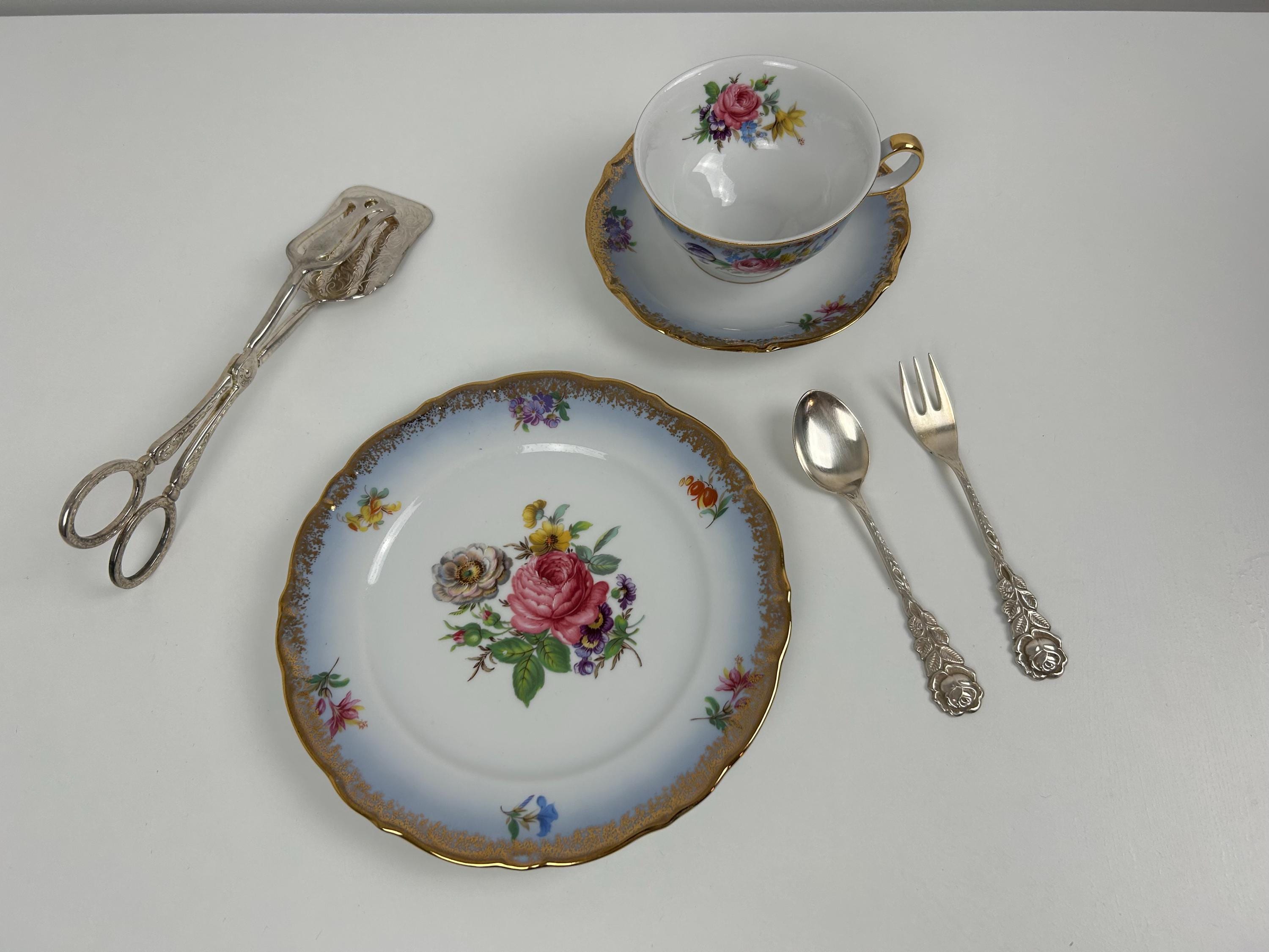 Vintage Winterling Kaffee/Mokka-Tasse Teller Set floral Blumen