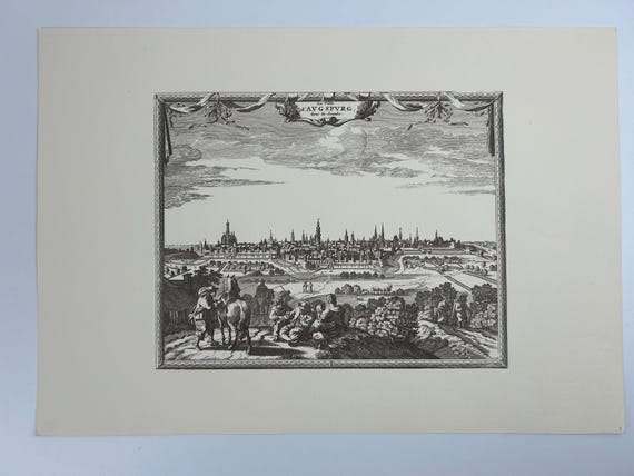 Stadtplan Augsburg Antik 43x30cm