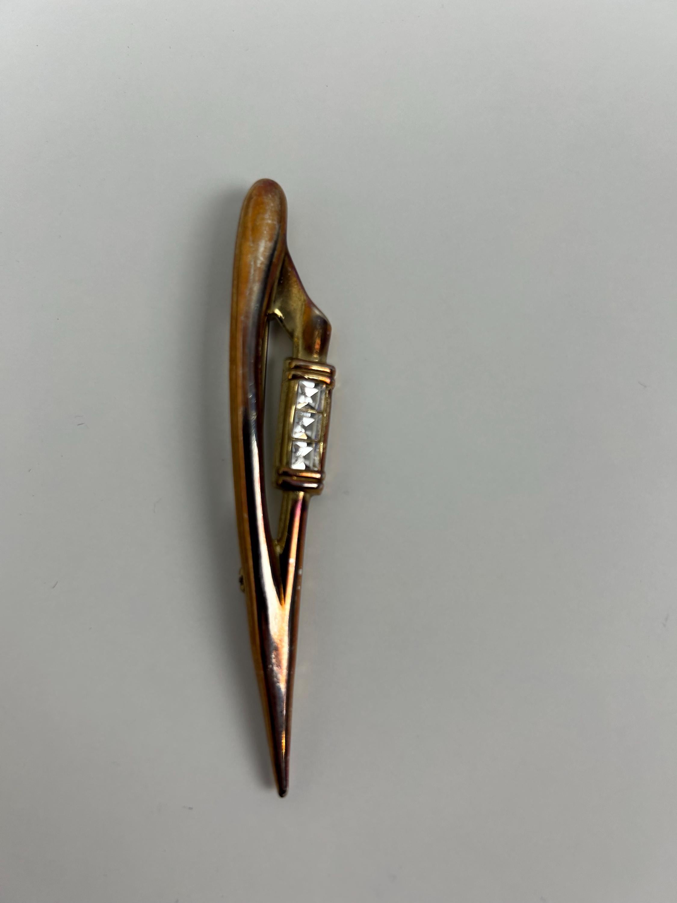 Brosche 9cm 3,5" rosegold Damenschmuck vintage Schmuck retro Vintageschmuck Broschen Retroschmuck Thriftschmuck