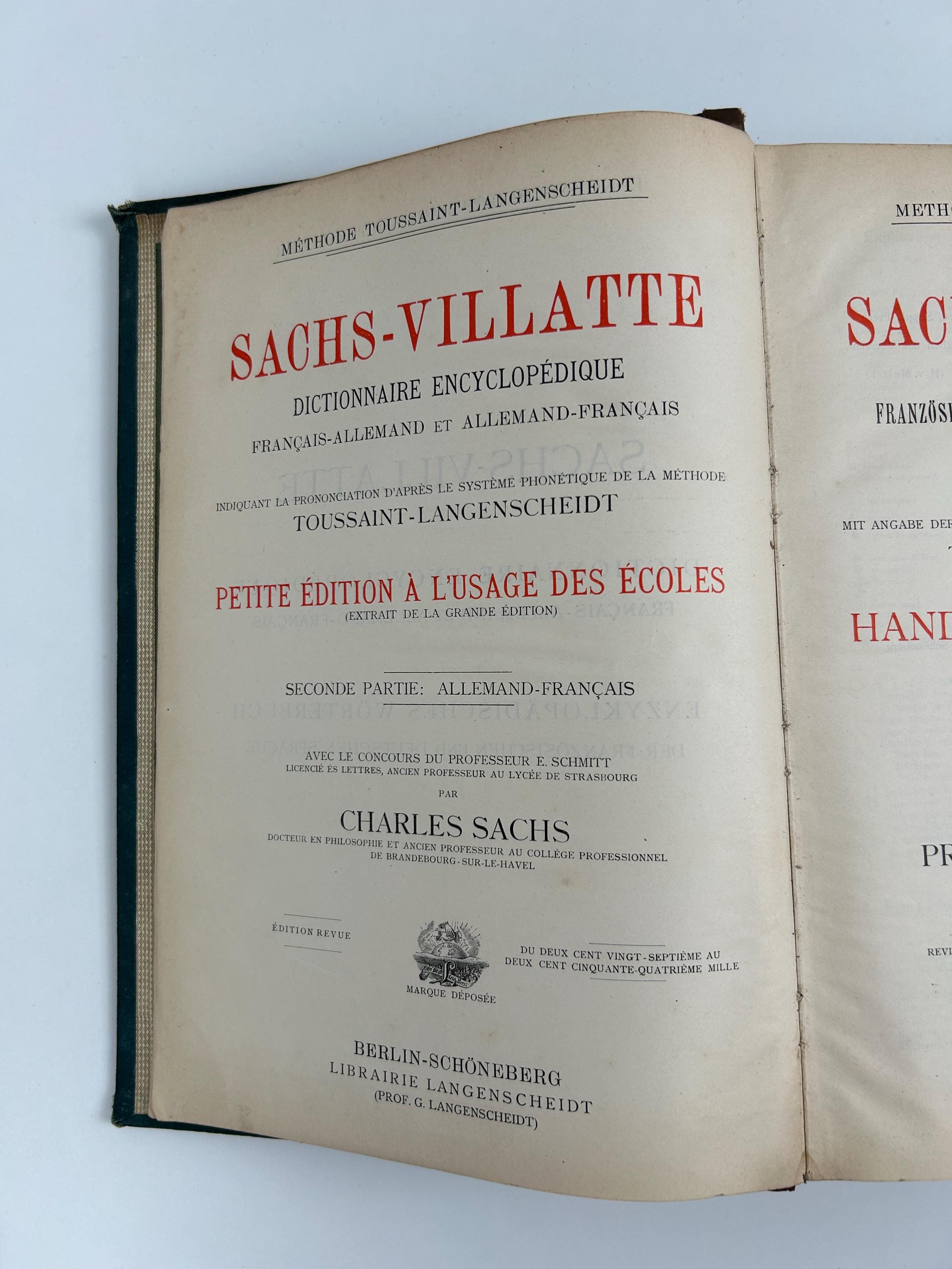 Prachtvolles Wörterbuch im Jugendstil | Langenscheidt um 1912 | Eulen & Globus Vorsatz