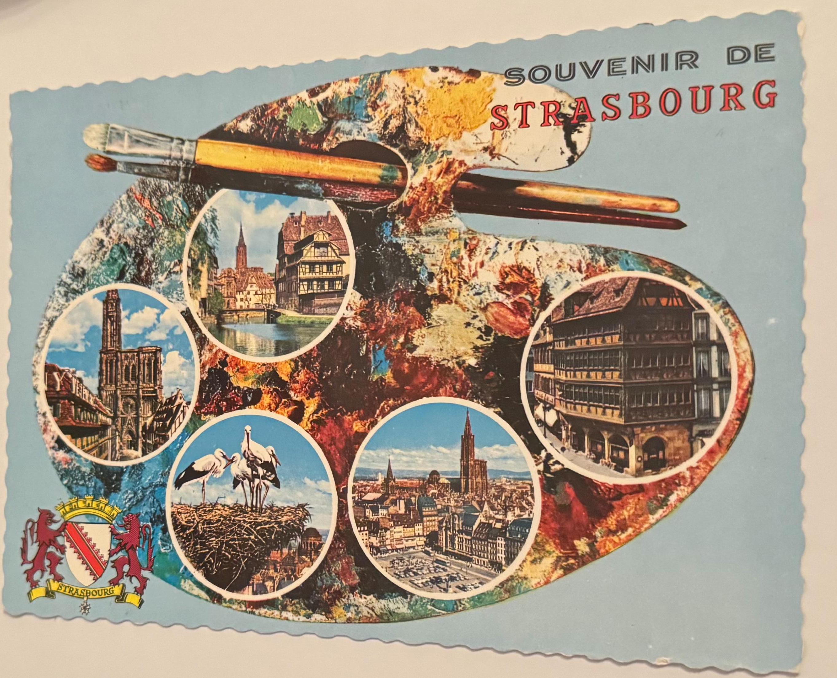 Vintage Postkarte Souvenir de Strasbourg Künstlerkarte Ansichtskarte retro Postkartensammlung Sammler Ansichtskarten Sammlung