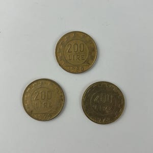 Coin 200 Lire Italian various years coin collection collector coins Italian money old numismatics vintage coin collector