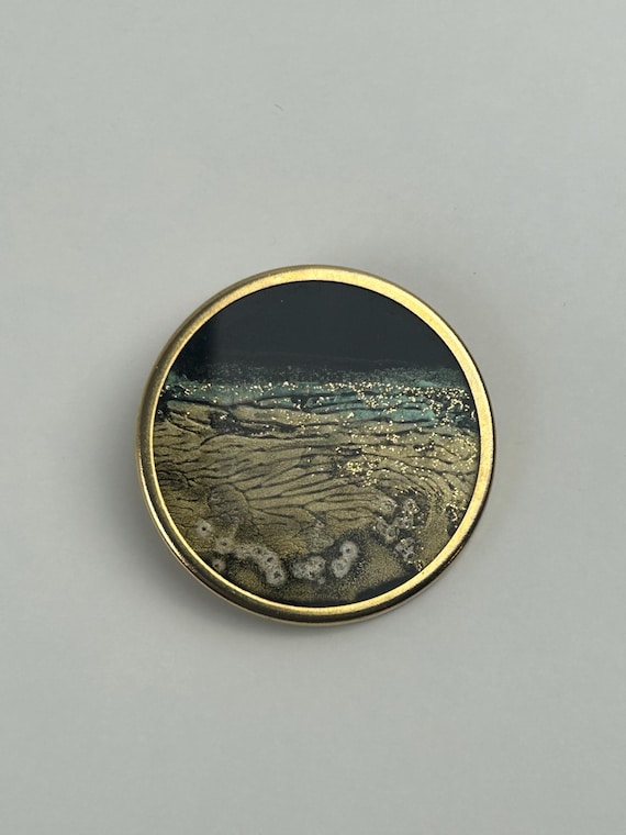 Vintage Brosche Meer Abstrakt Goldfarben