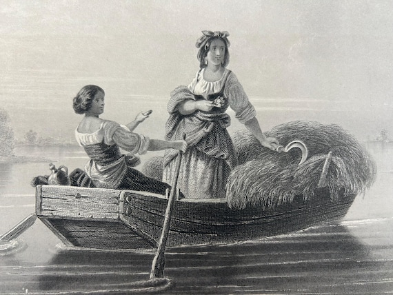 Lithografie Heimfahrt H Werner Bayern 20x27cm