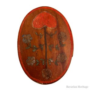 Antique Hand-Painted Wooden Box | German Handmade Brown Traditional Decor, Collectible