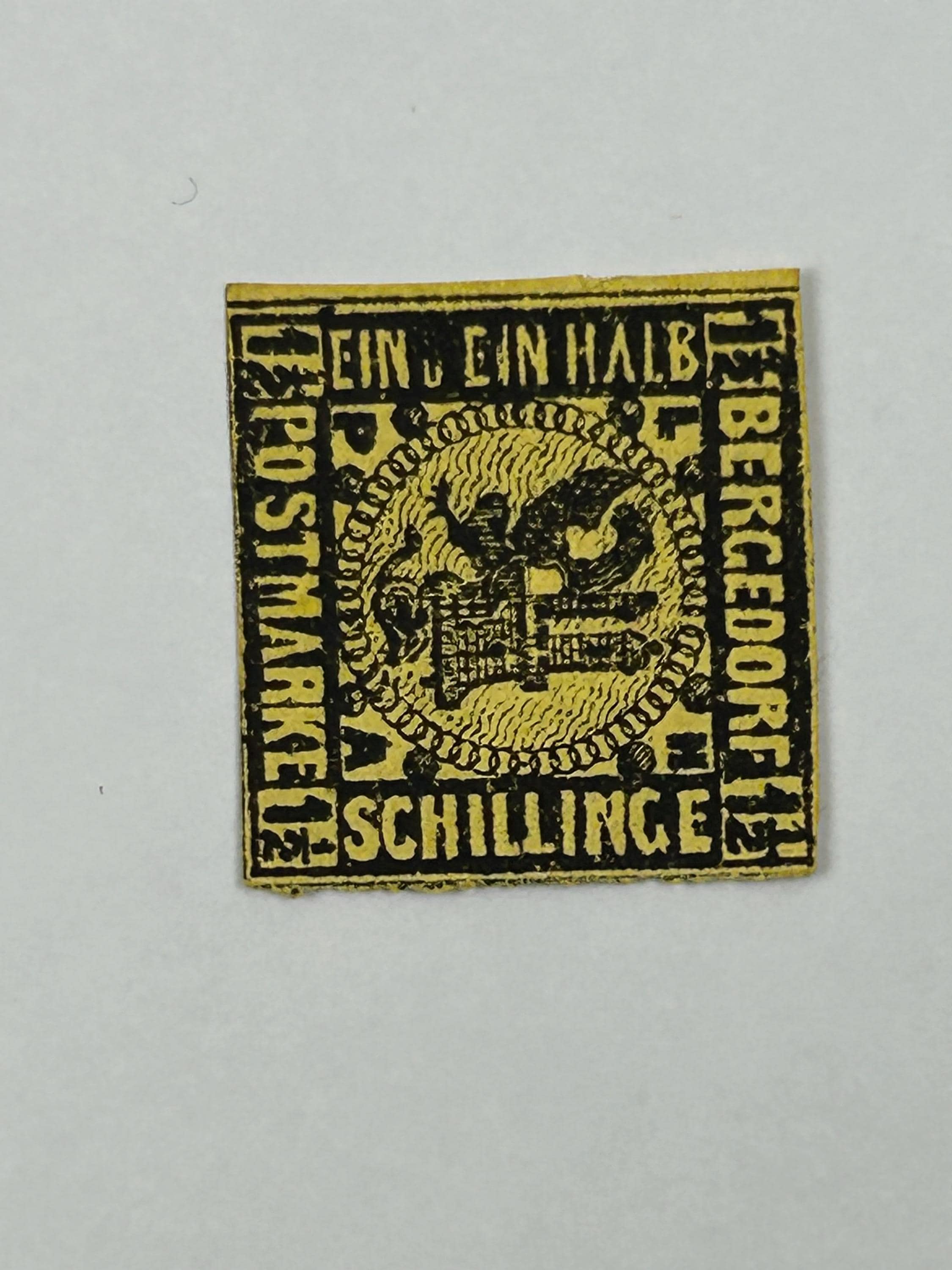 Briefmarke 11/2 Schilling Bergedorf um 1861 ungestempelt Post vintage Postwertzeichen Altdeutschland Bayern Sammler Briefmarkensammlung