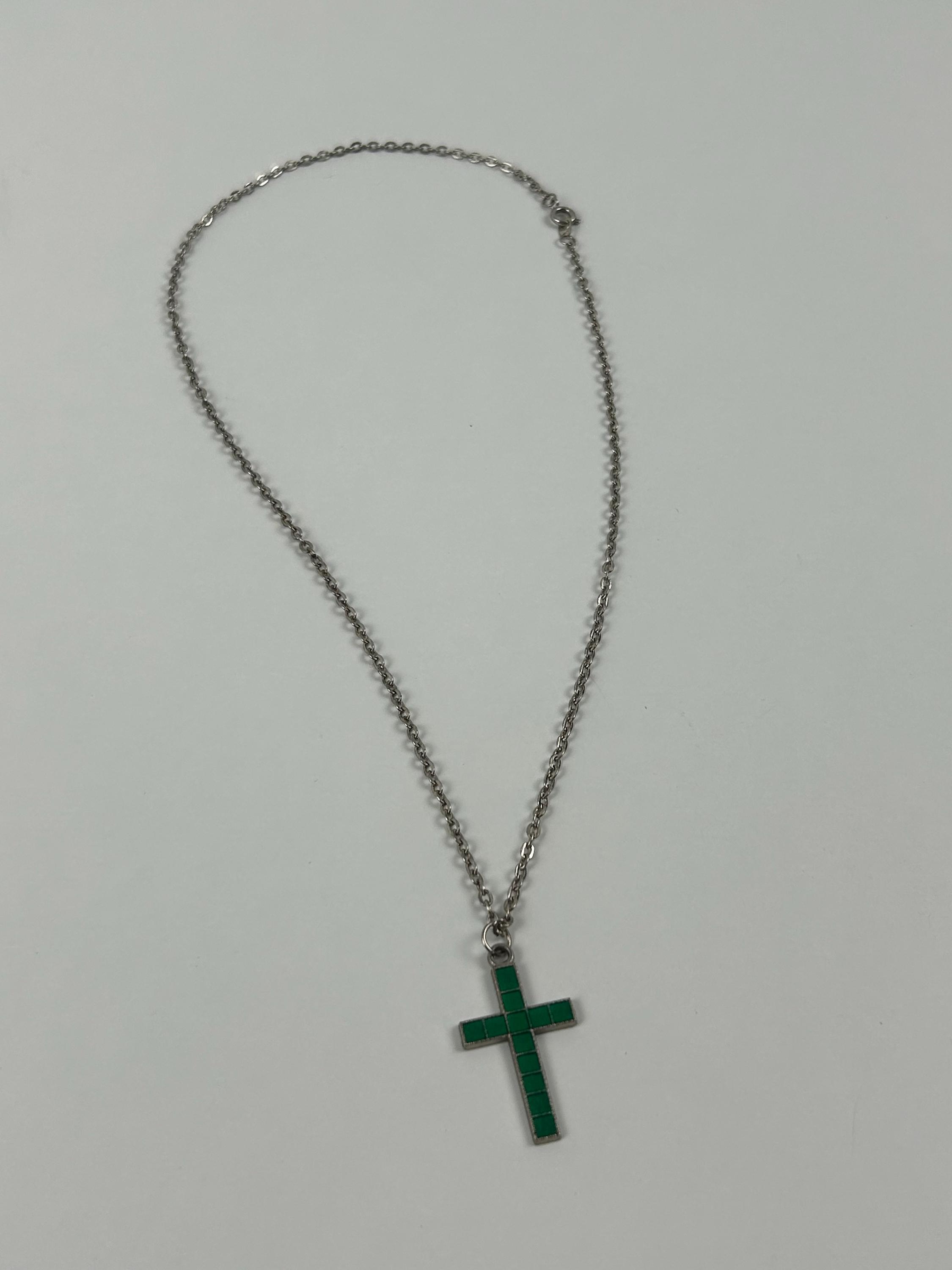 Vintage Silberkette mit Kreuz retro Geschenk für Sie Kette alt Anhänger