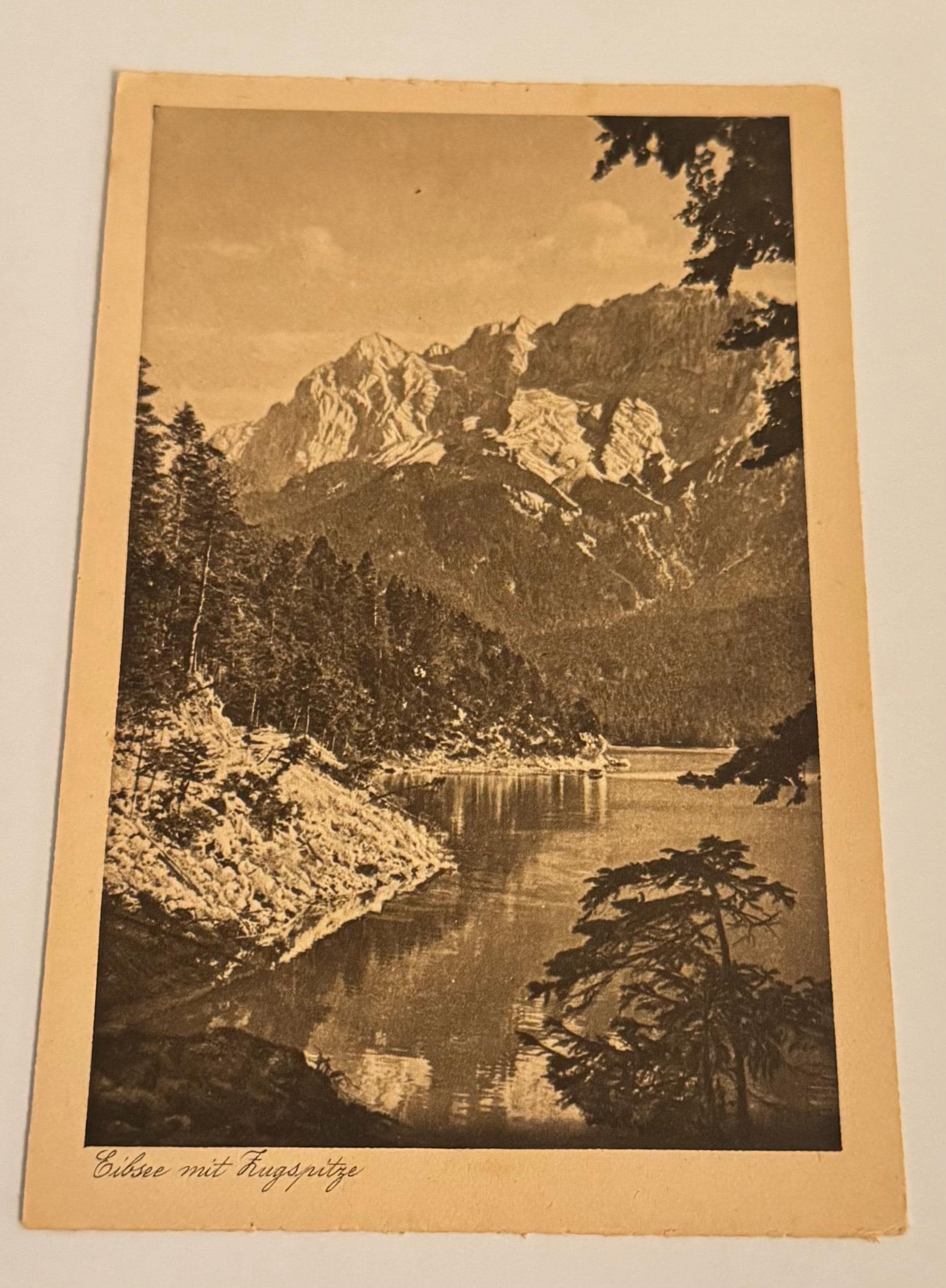 Vintage Postkarte Eibsee Zugspitze Künstlerkarte Ansichtskarte retro Postkartensammlung Sammler Ansichtskarten Sammlung