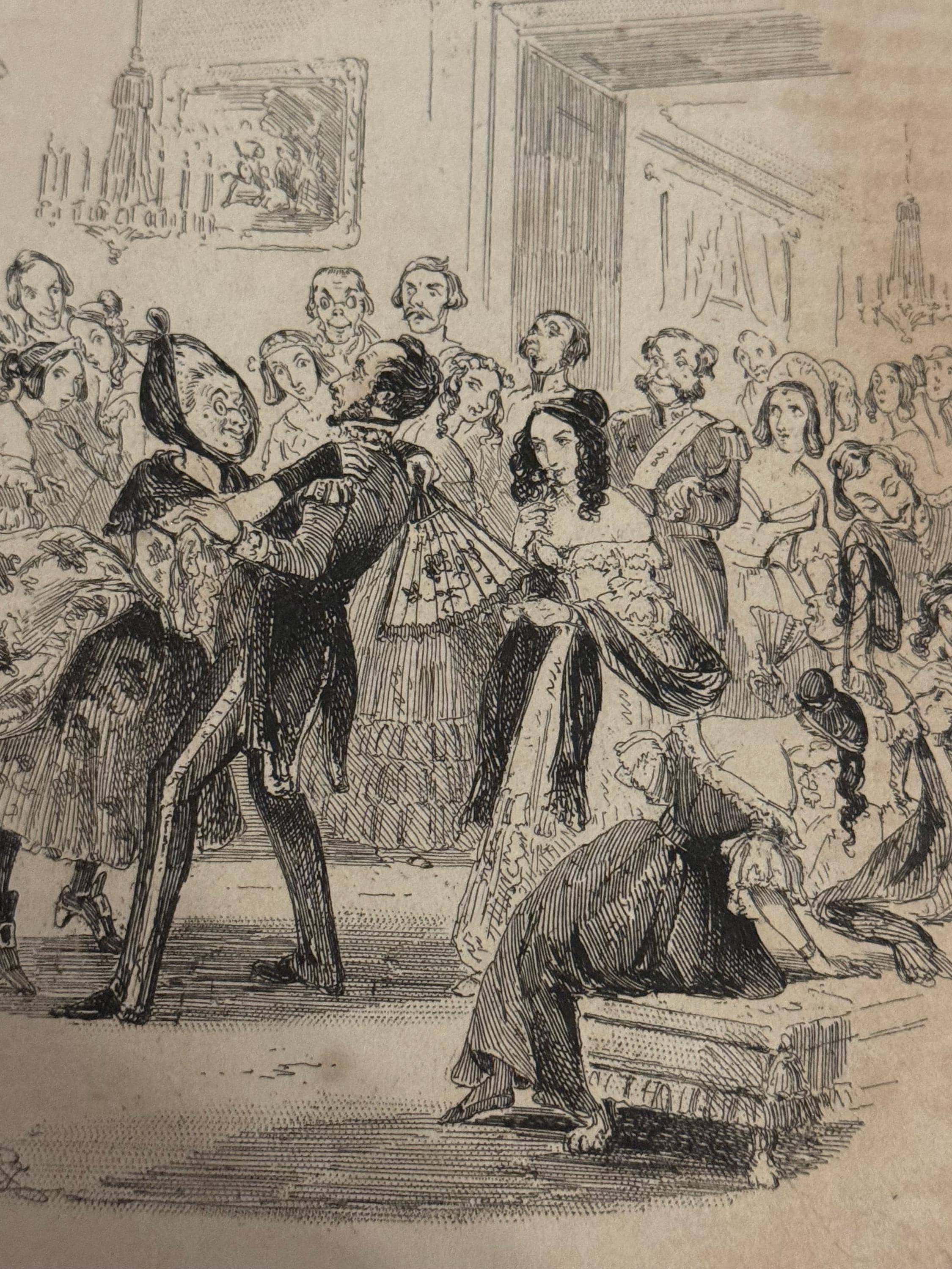 Illustration "Miss Judy Macan" von Hablot Knight Browne (Phiz) zu Charles Levers Roman Charles O’Malley, The Irish Dragoon (1841)