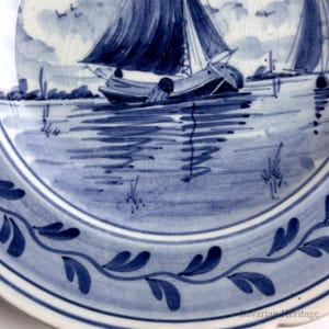 Delft Wall Plate Sailing Ship Hand Painted Blue White 17 cm | Holland Ceramic Plate Maritime Vintage Wall Decor image 4
