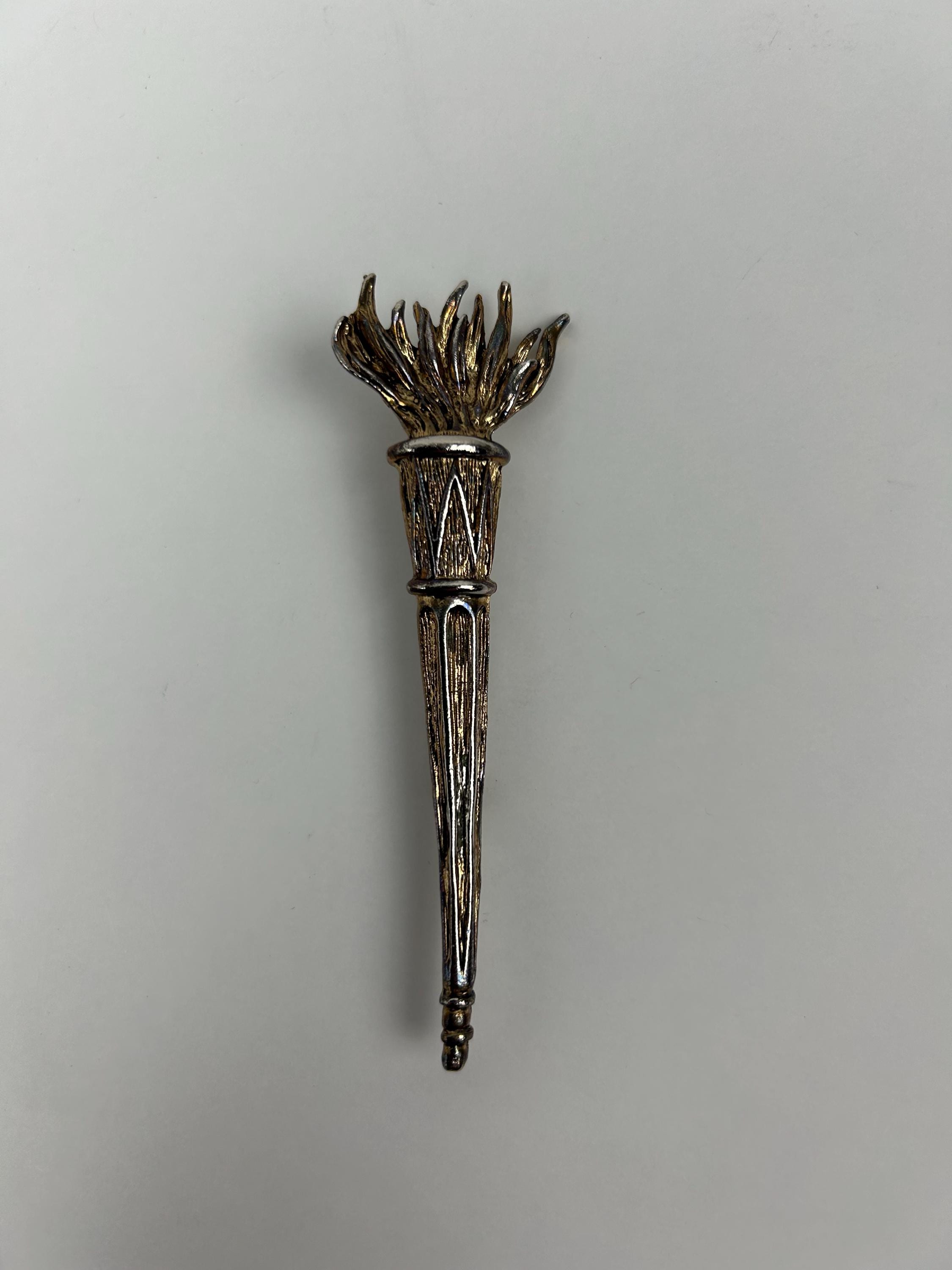 Brosche vintage 10cm 2,8 in Fackellicht silber Damenschmuck retro Schmuck Broschen alt Schmucksammler Schmucksammlung Vintageschmuck alt