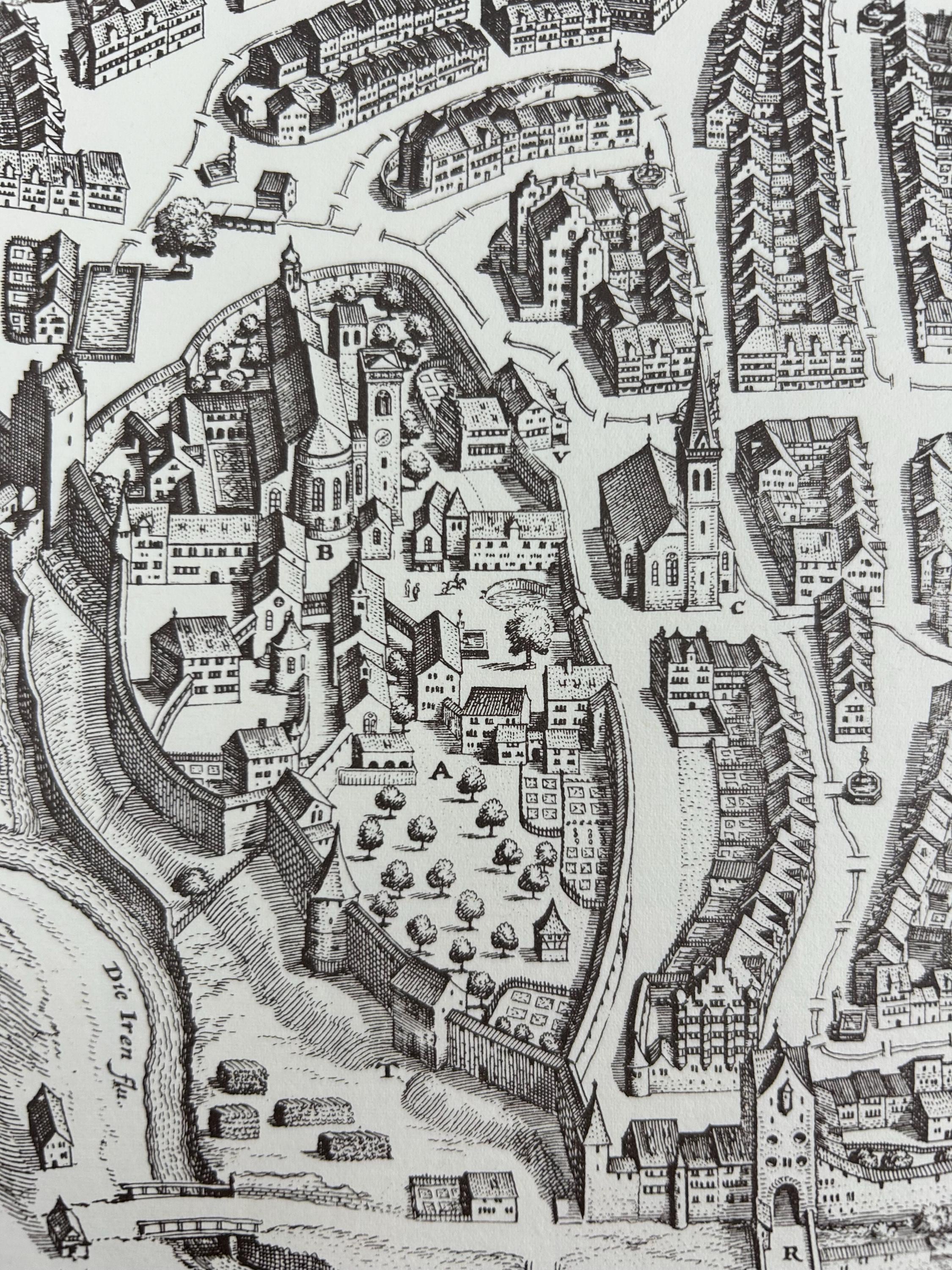 Karte Sankt Gallen Stadtplan Plan vintage 43x30 cm 16,92x11,81 in Dekoration Landkarte Wand Stadtkarte Einrichtung Sammlerobjekte