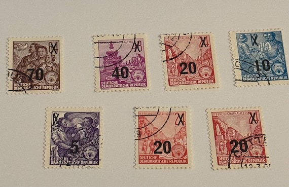 7x Original DDR Briefmarken Set 1953