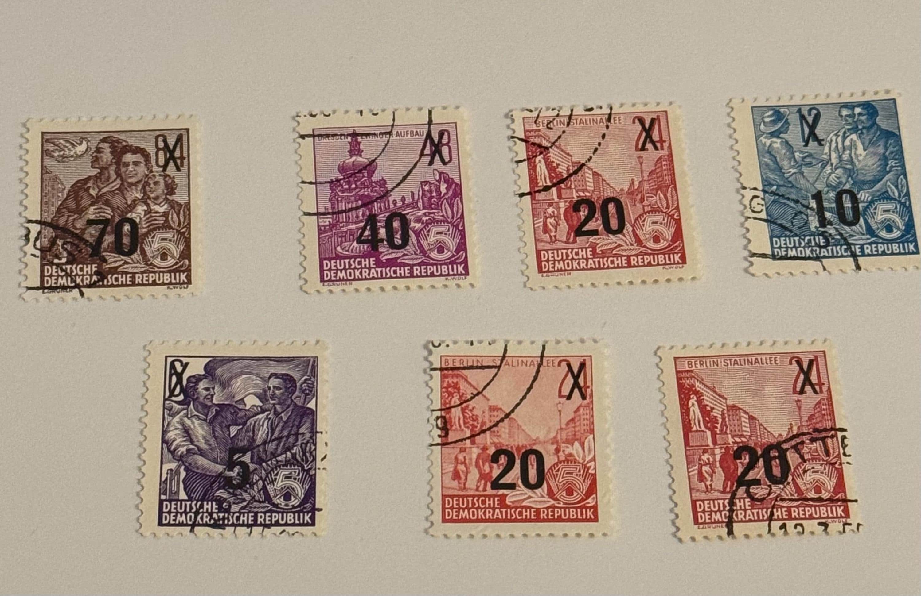 7x Original DDR Briefmarken 1953 Set DDR Deutsche Demokratische Republik gestempelt Briefmarkensammlung Philatelie alt Briefmarkensammler