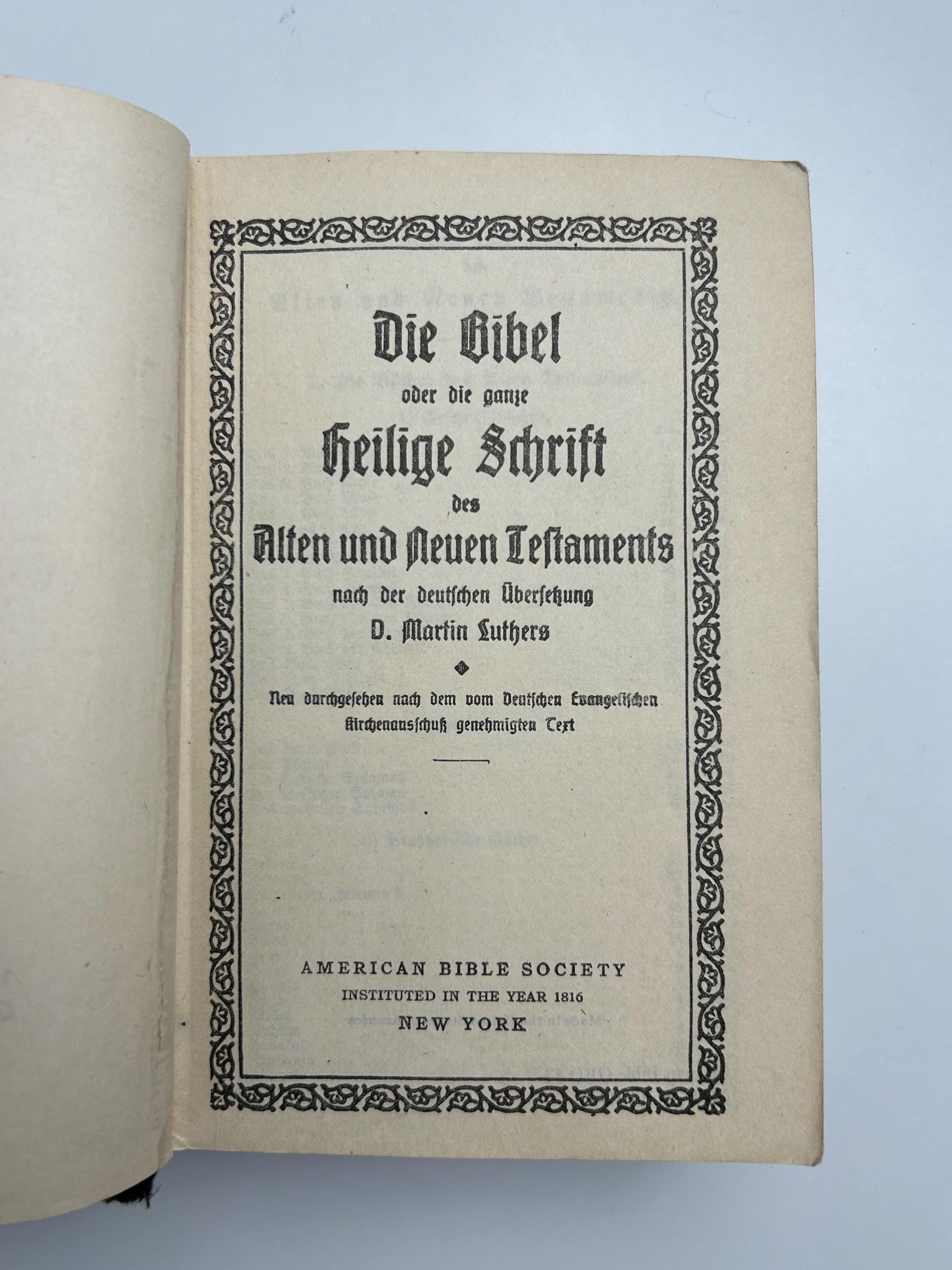 Die Bibel/Heilige Schrift nach Martin Luther1816 American Bible Society New York religiöses Buch vintage Bücher antik Gebete alt Messbuch