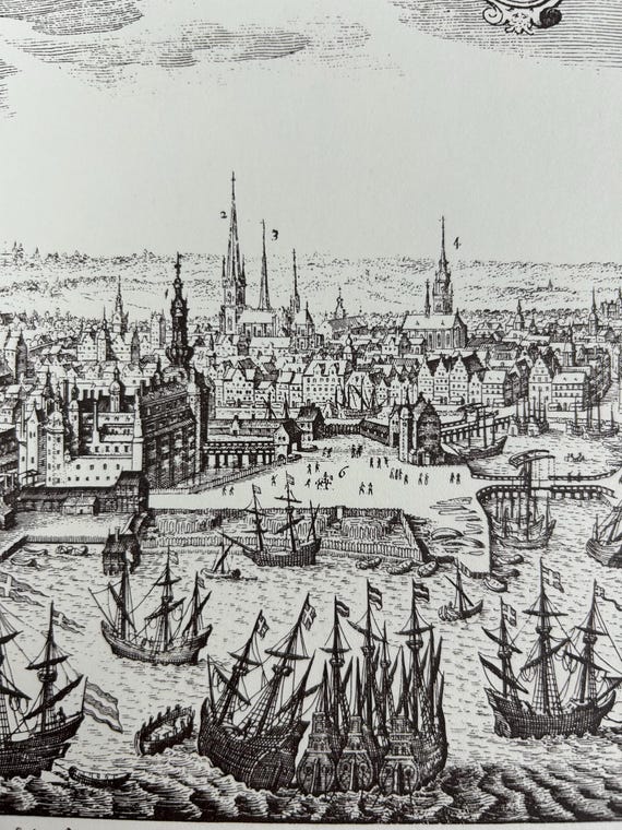 Stadtplan Kopenhagen Blaeuw Antik 43x30cm