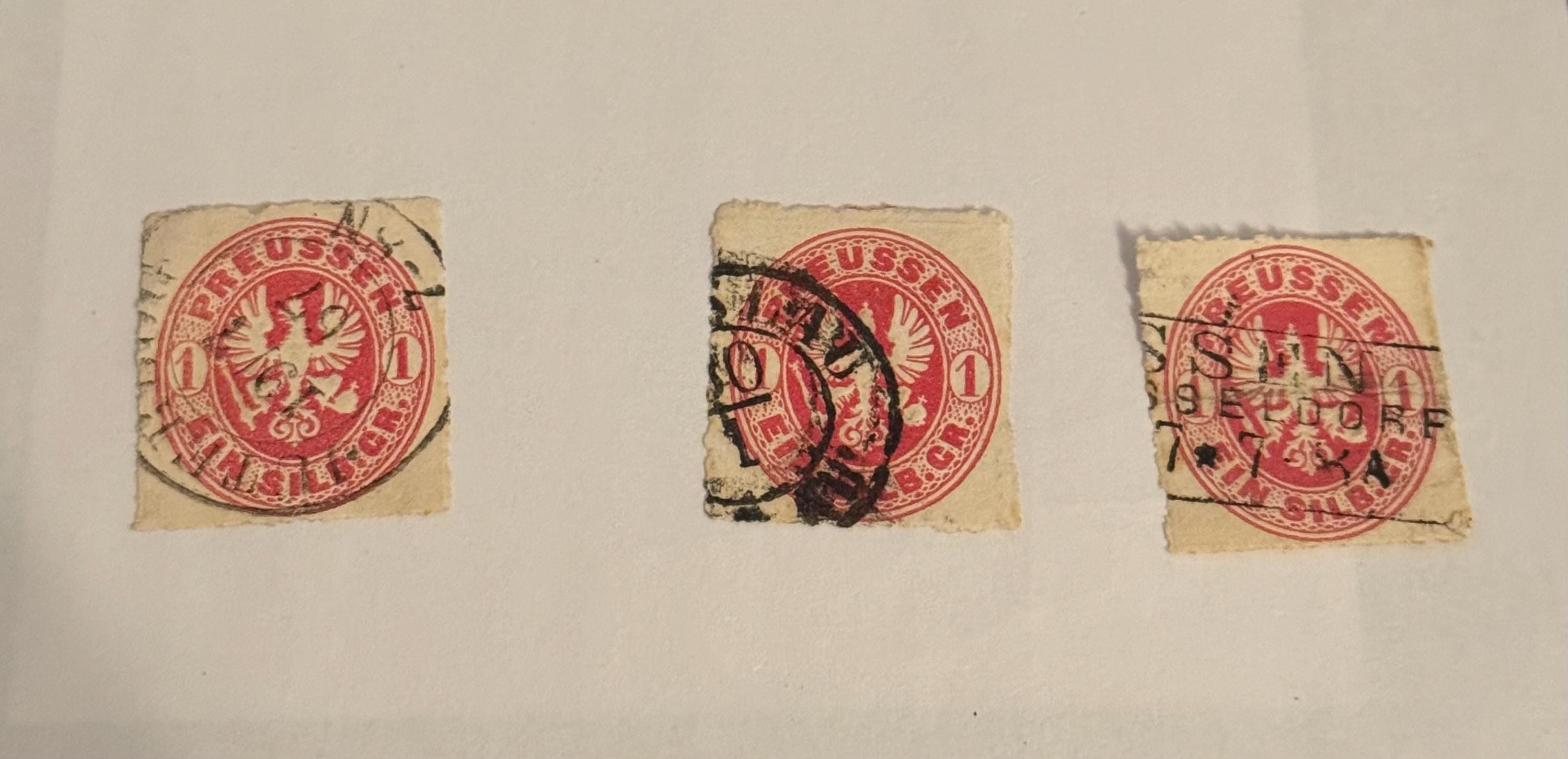 3er Set Antike Briefmarken Preußen 1861 Gestempelt Briefmarkensammlung antik Philatelie Postwertzeichen alt Briefmarkensammler Sammler