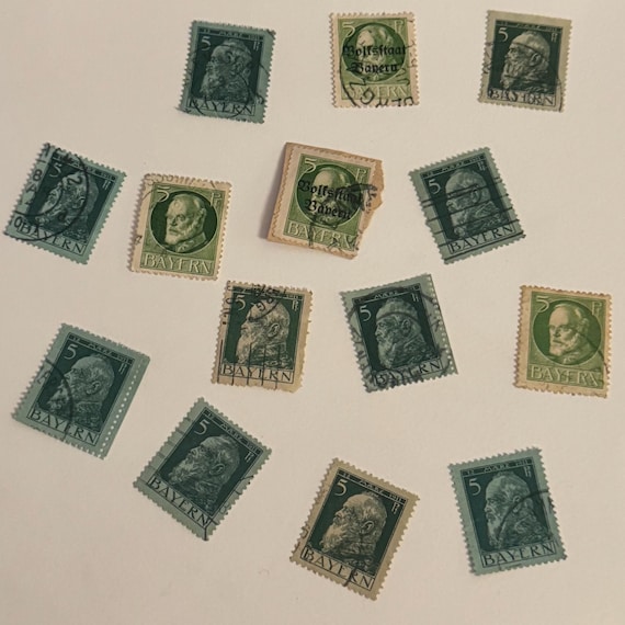 Vintage Bayern 5 Pfennig Briefmarken Set