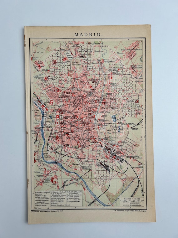 Stadtplan Madrid Antik 25x16cm