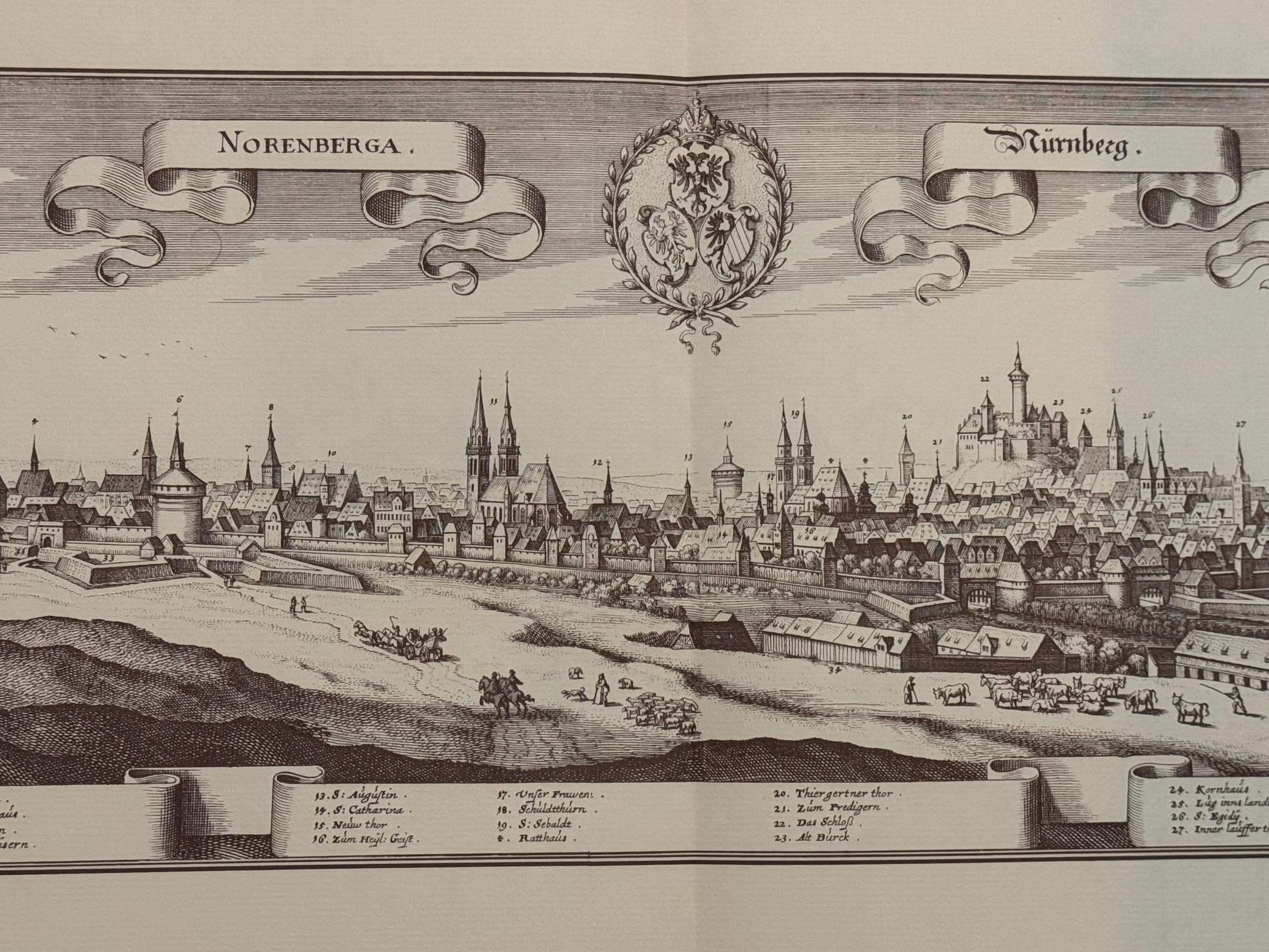 Stadtplan Nürnberg vintage Kunstdruck | Antike Landkarte Wanddeko Historisches Bild Wohnzimmer Dekoration Landkarte alt