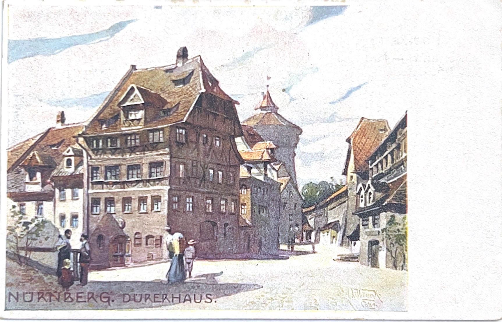Ansichtskarte Nürnberg Dürerhaus Postkarte vintage Lithografie alt Bildpostkarte retro Litho Briefkarte thrift Korrespondenzkarte Karte