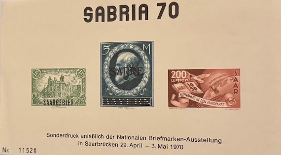 SABRIA 70 Saarbrücken Sonderdruck Philatelie 1970