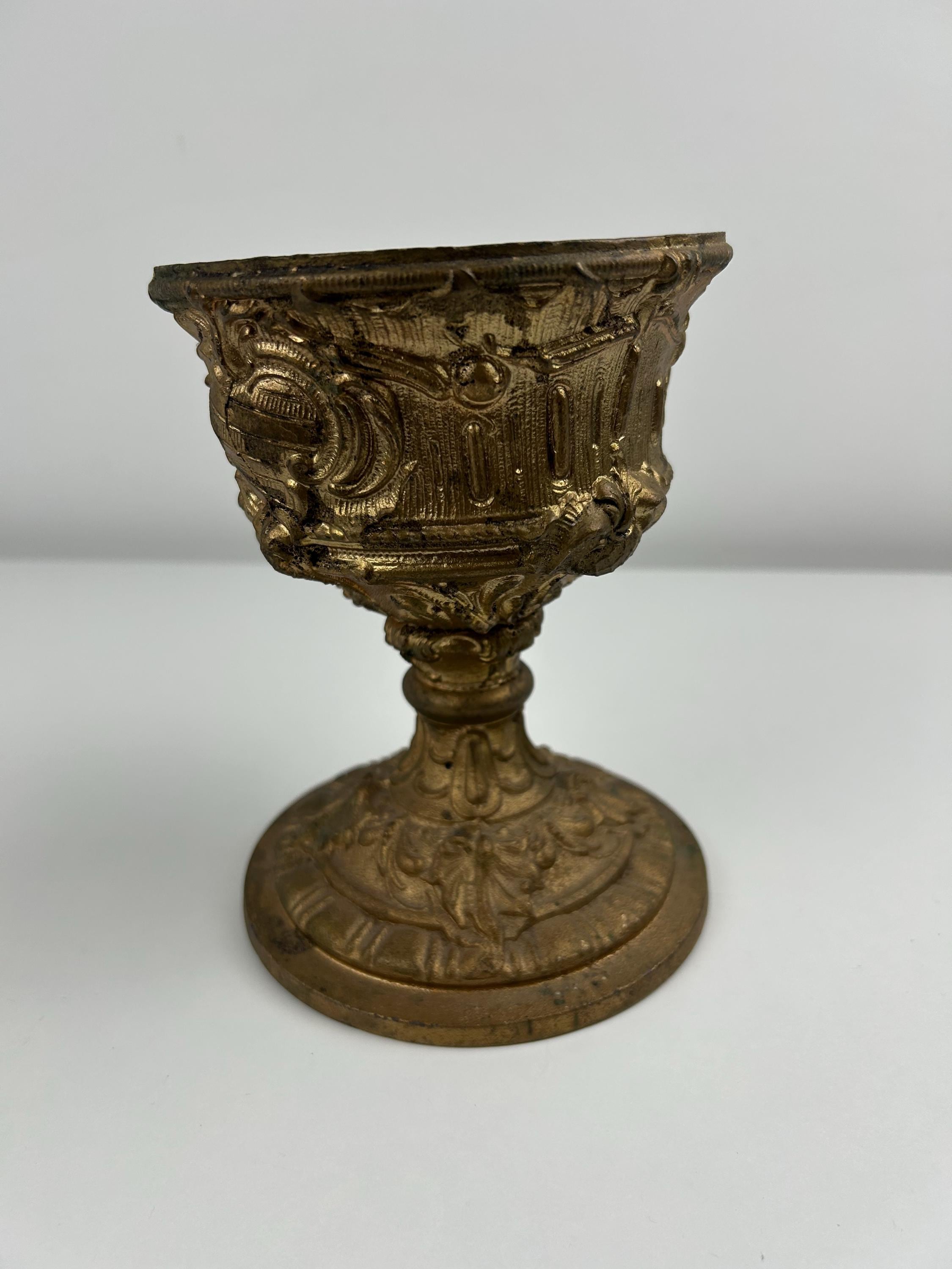 Antiker Kelch Messing Jardiniere alt Becher vintage Pokal Dekoration chateaucore Einrichtung