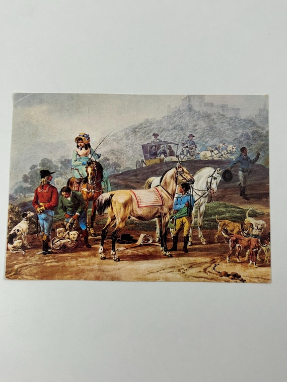 Postkarte Wilhelm von Kobell 'Aufbruch zur Jagd'
